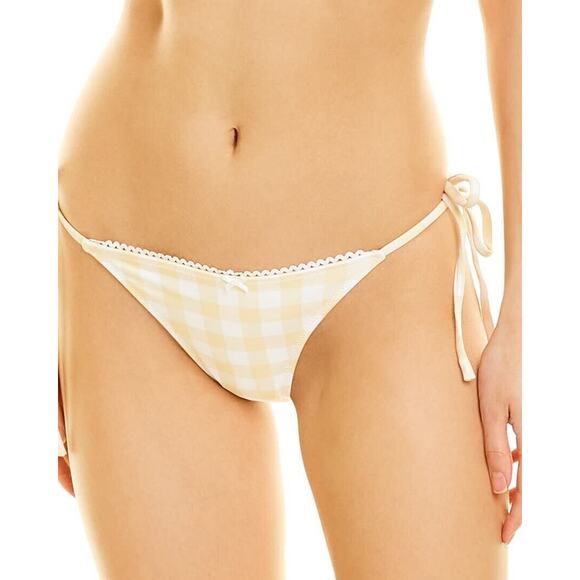 Charlie Holiday Women Checkered Lined Swim Bottom Yellow Size XL 0394 - Picture 1 of 2